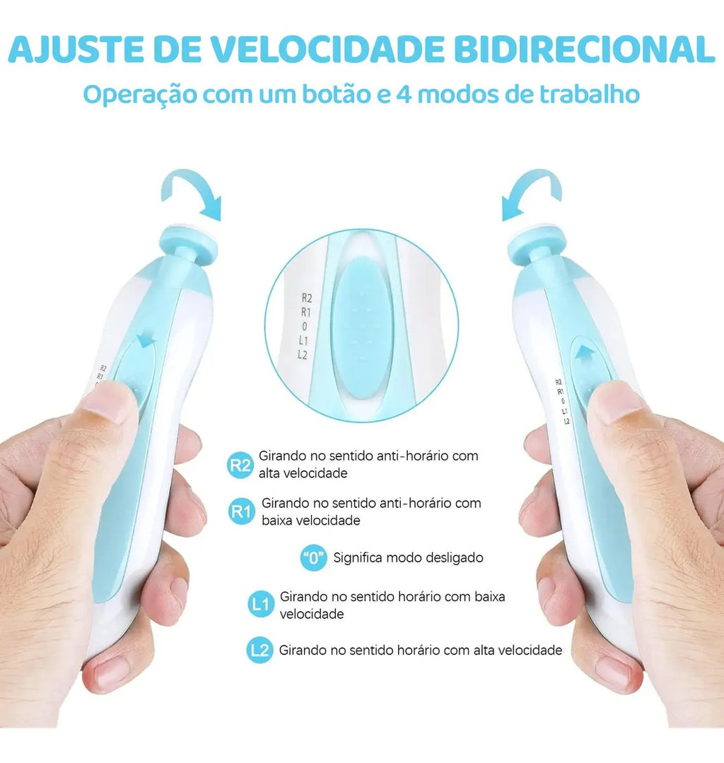 Lixa de Unha Elétrico Aparador Cortador Para Bebê Infantil Com Estojo ES