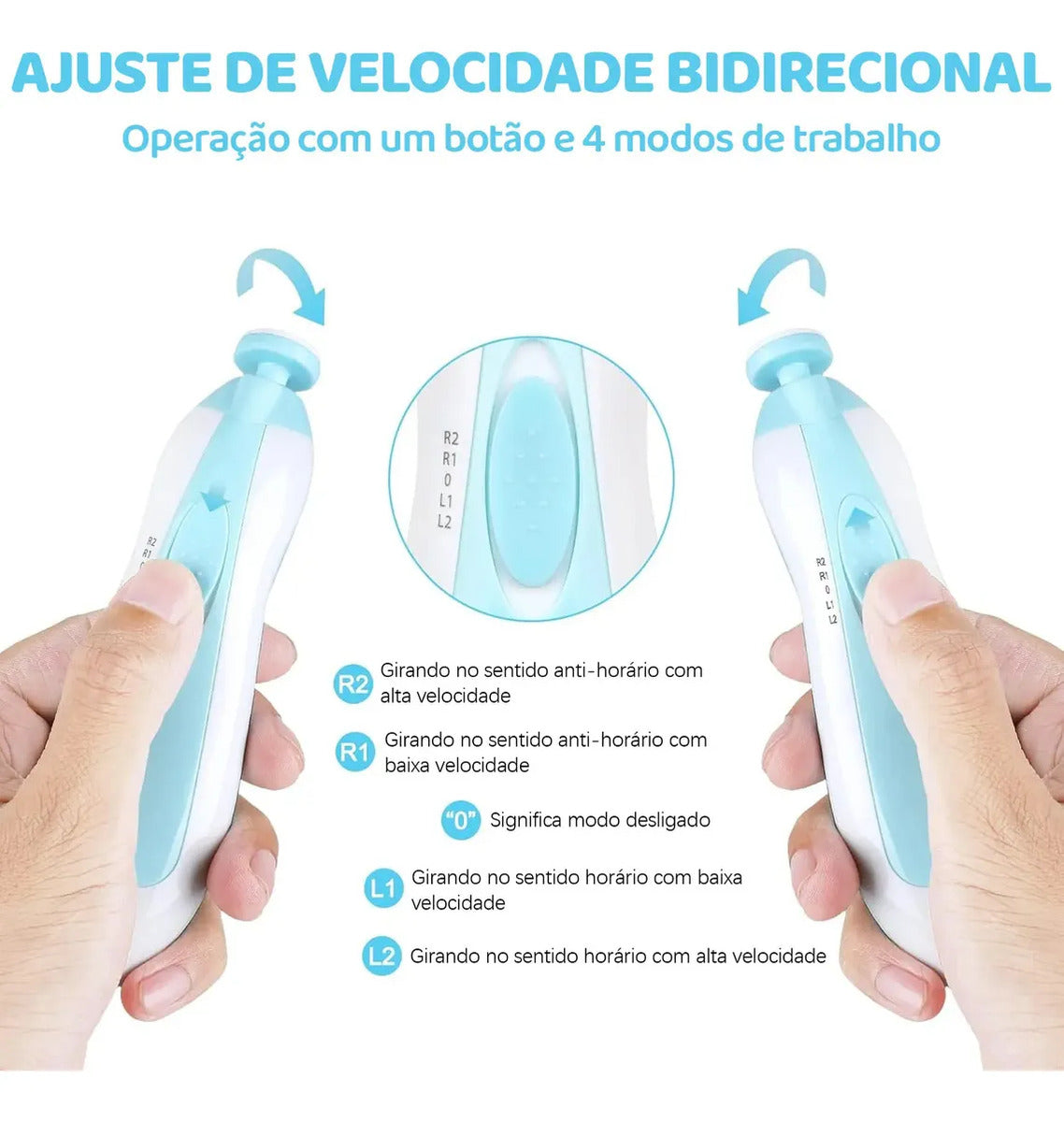 Lixa de Unha Elétrico Aparador Cortador Para Bebê Infantil Com Estojo ES
