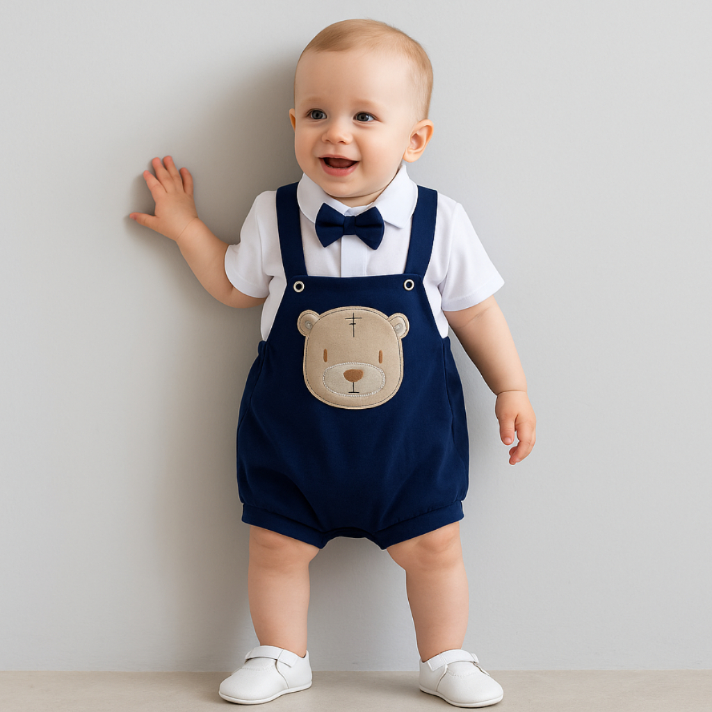 Conjunto Bebê Menino Social + Gravata Borboleta em 2 Peças