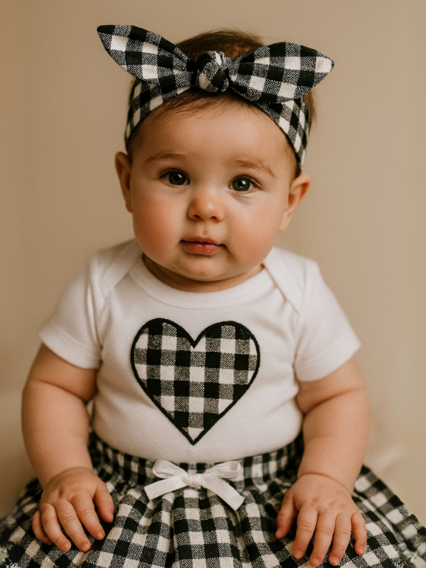 Conjunto Roupa Moda Bebê Menina Algodão infantil Conjuntinho Roupinha PMG Feminino Saia Body Xadrez
