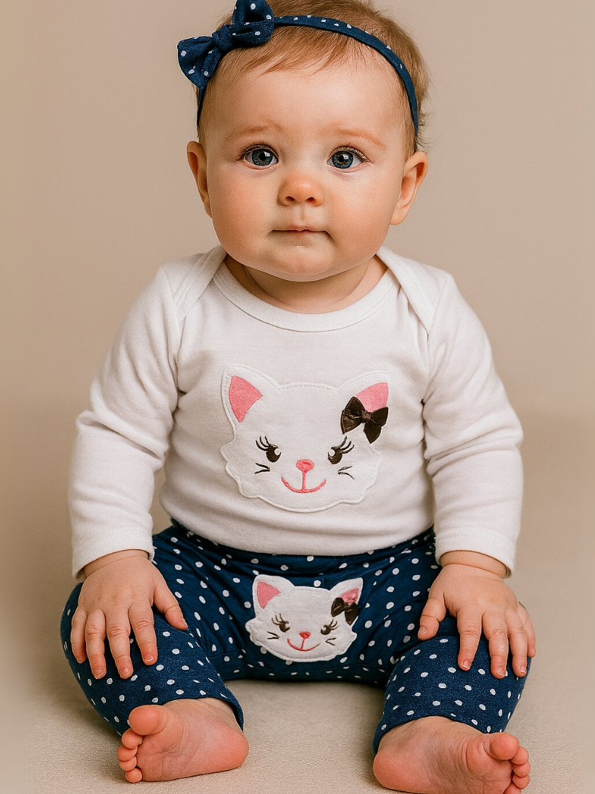 Conjunto Roupa Bebê Menina Body Calça Feminino Algodão Moda Bordado infantil Conjuntinho Roupinha