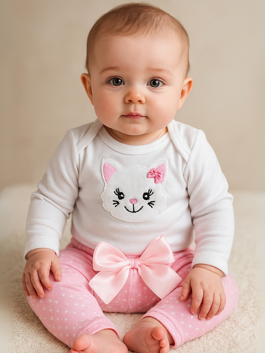 Conjunto Roupa Bebê Menina Body Calça Feminino Algodão Moda Bordado infantil Conjuntinho Roupinha