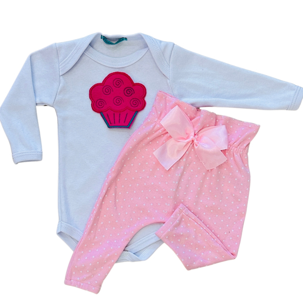Conjunto Roupa Bebê Menina Body Calça Feminino Algodão Moda Bordado infantil Conjuntinho Roupinha