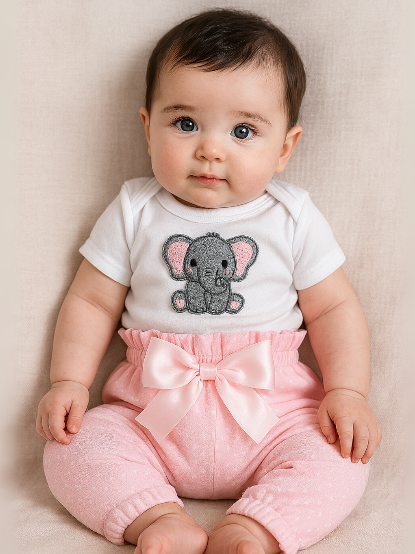 Conjunto Roupa Bebê Menina Body Calça Feminino Algodão Moda Bordado infantil Conjuntinho Roupinha