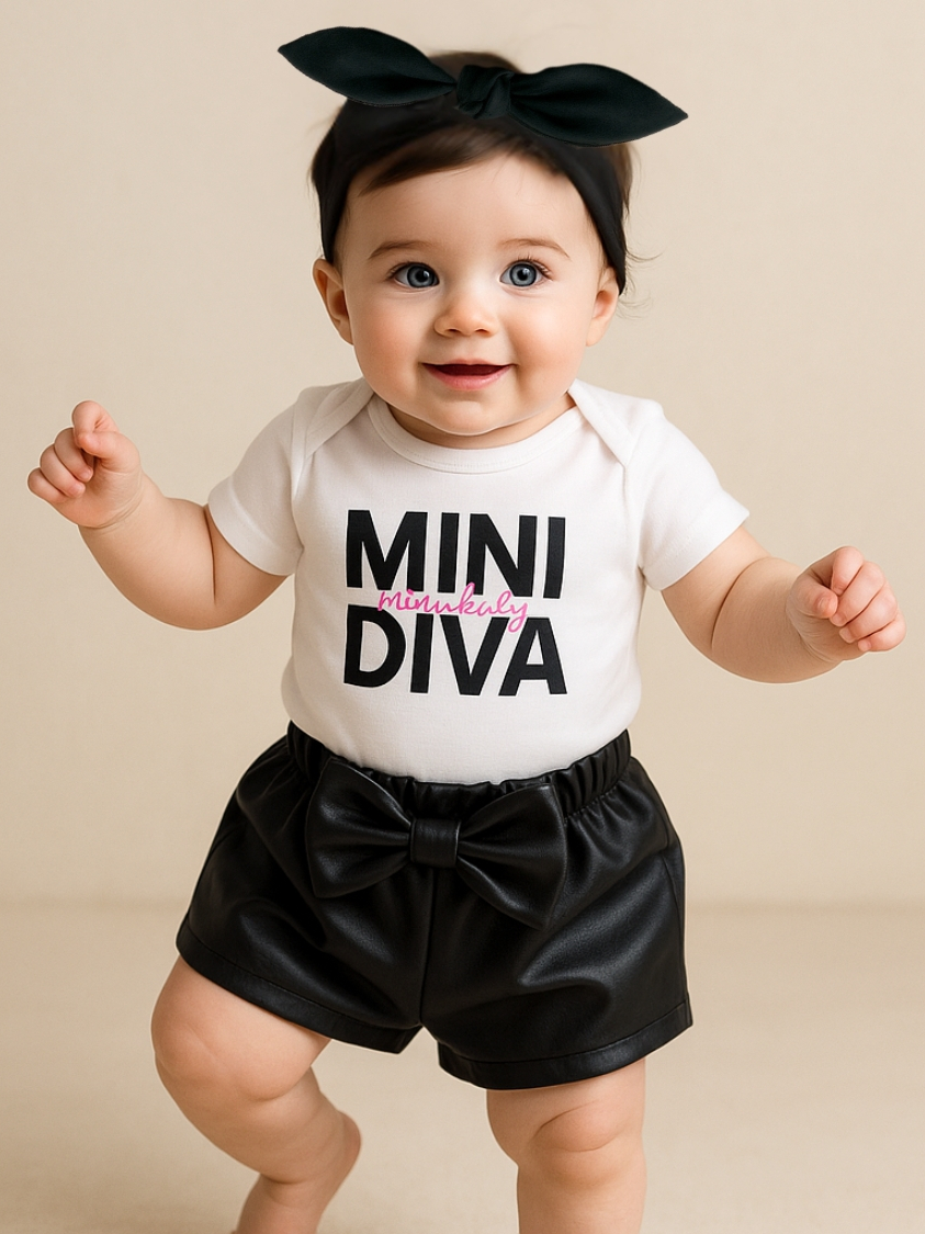 Conjunto Roupa Bebê Menina Body shorts Faixa Algodão Moda Mini Diva infantil Conjuntinho Roupinha