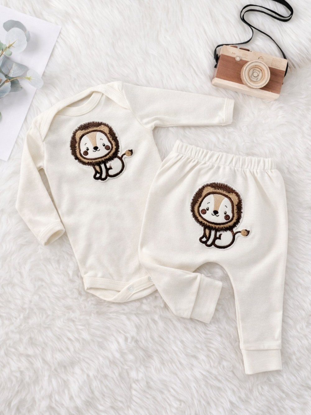 Conjunto Bebe Leaozinho Algodão Roupinha Conjuntinho Moda Baby P M G Para bebês Rn Unissex Confort