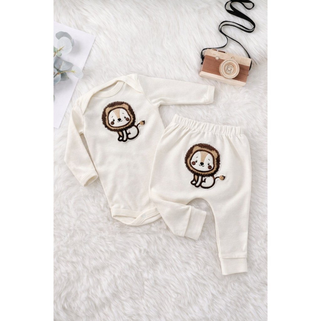 Conjunto Bebe Leaozinho Algodão Roupinha Conjuntinho Moda Baby P M G Para bebês Rn Unissex Confort