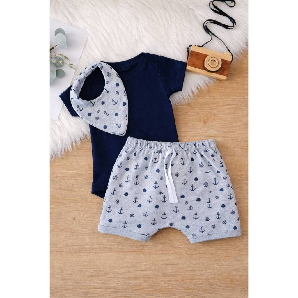 Conjunto Roupa Moda Bebê Menino Algodão infantil Conjuntinho Roupinha PMG Masculino Shorts Body bab
