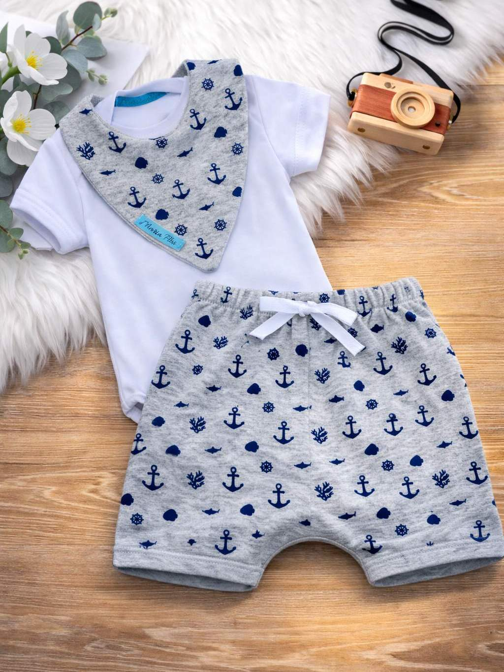 Conjunto Body Bermuda Babador Bebê Menino Masculino Roupa Conjuntinho Roupinha PMG Masculino Barato