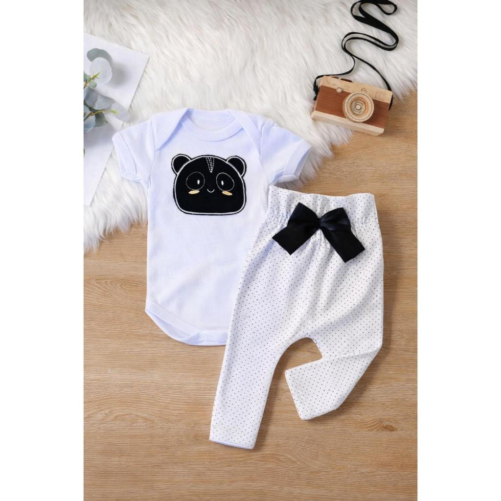 Conjunto Roupa Bebê Menina Body Calça Feminino Algodão Moda Bordado infantil Conjuntinho Roupinha