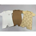 Kit 3 Romper Minimalista Macacão Infantil Liso Estampado Manga Curta