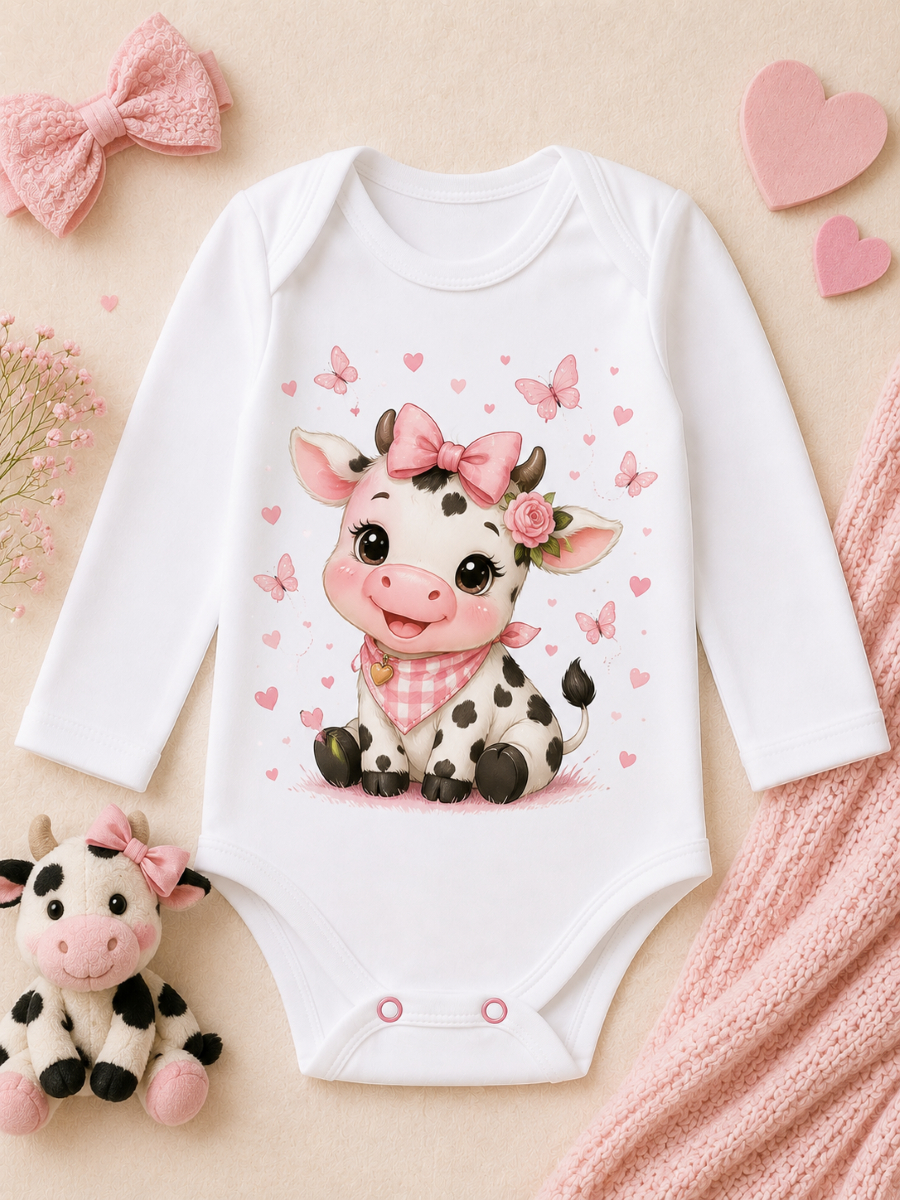 Body Bebê Manga Longa Estampado 100% Algodão Menina e Menino Roupa Infantil Enxoval P M G