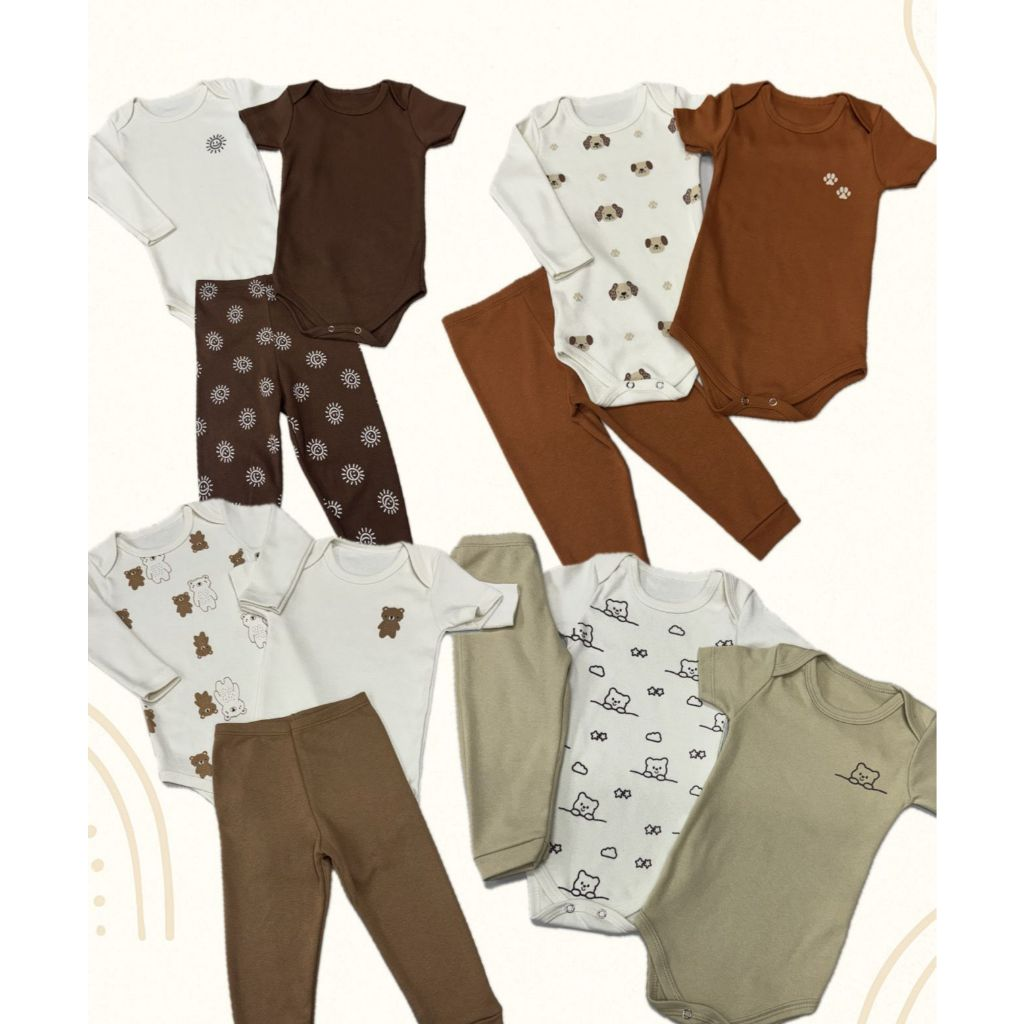 Kit Minimalista 12 peças body bebê manga curta manga longa calça Menino P ao GG