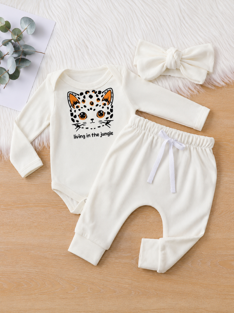 Conjunto Bebê Menina Roupinha Conjuntinho Algodão PMG Urso Inverno Frio Moda Baby Bordado Faixa