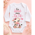 Body Bebê Menina Manga Longa Estampa Vaquinha Rosa roupa roupinha infantil festa temática Infantil