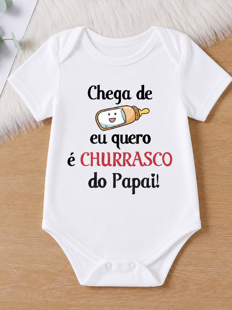 Body Bebê Churrasco do Papai Manga Curta 100% Algodão Unissex Roupa Divertida para Bebê Presente Dia dos Pais