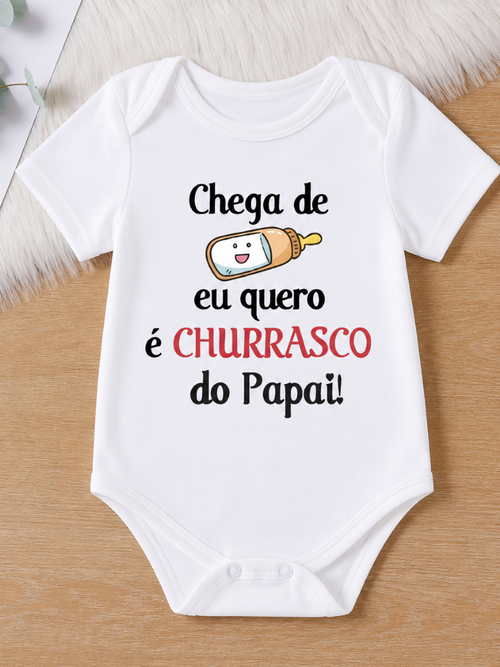 Body Bebê Churrasco do Papai Manga Curta 100% Algodão Unissex Roupa Divertida para Bebê Presente Dia dos Pais